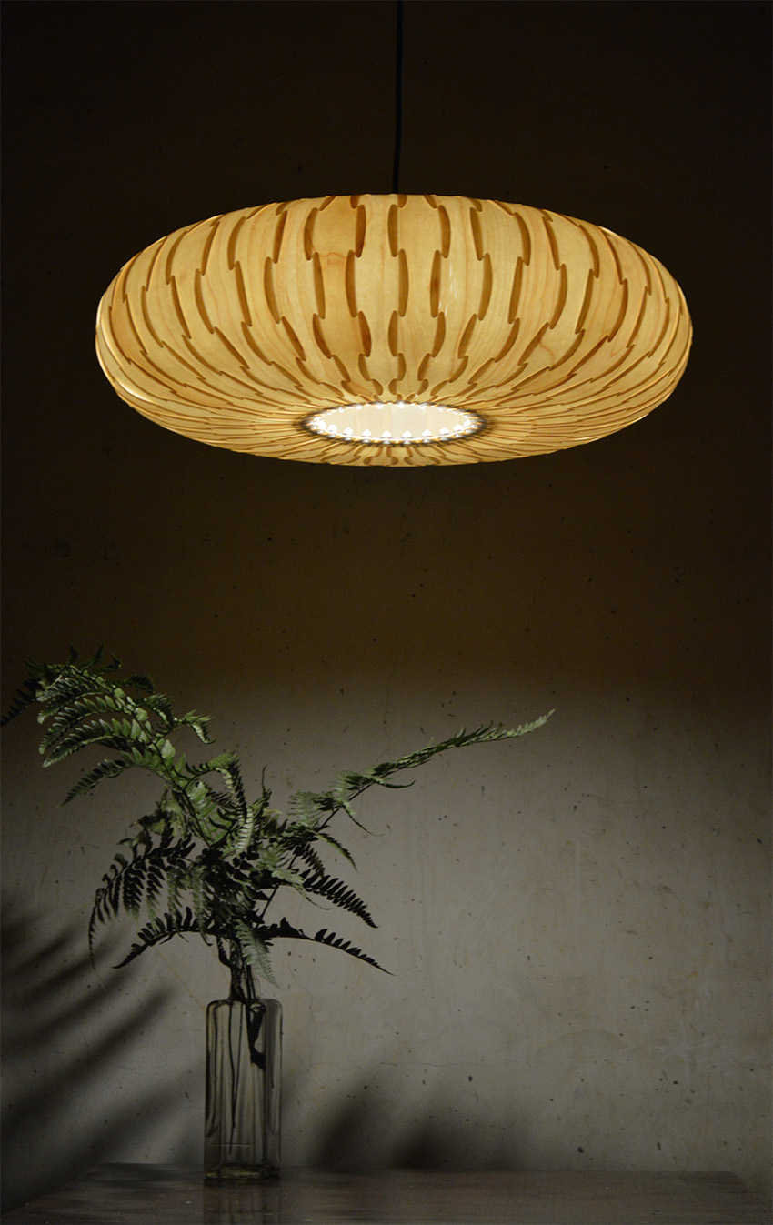 ceiling lamp made of wood veneer