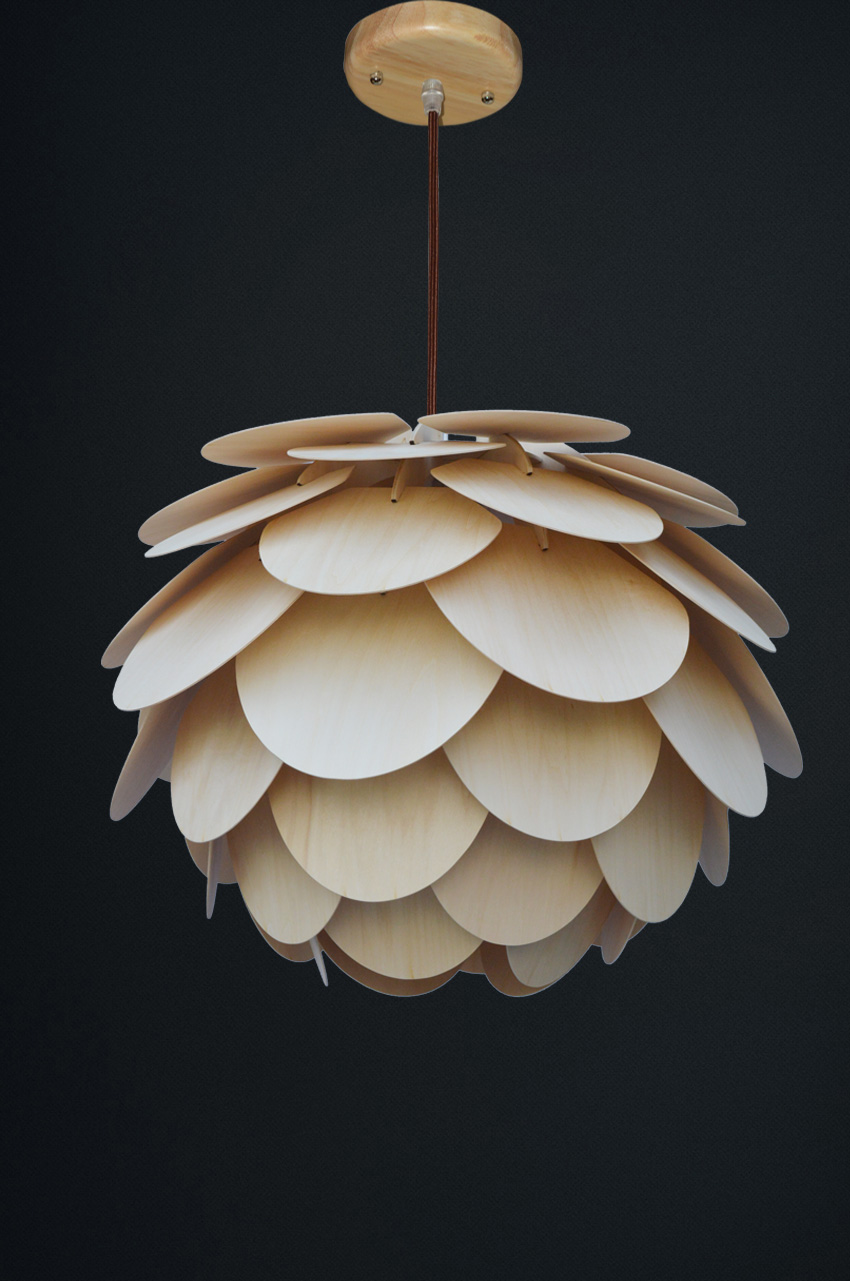 pine cone pendant lamp made of plywood