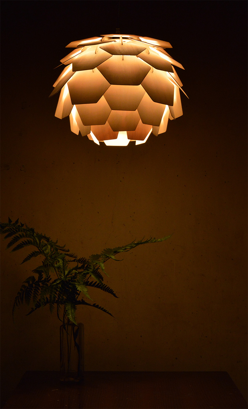 ceiling lamp made of wood